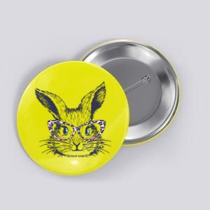 Cute Easter Bunny With Glasses Button