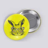 Cute Easter Bunny With Glasses Button