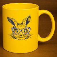 Cute Easter Bunny With Glasses 11oz C Handle Ceramic Mug
