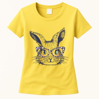 Cute Easter Bunny With Glasses Womens T-Shirt