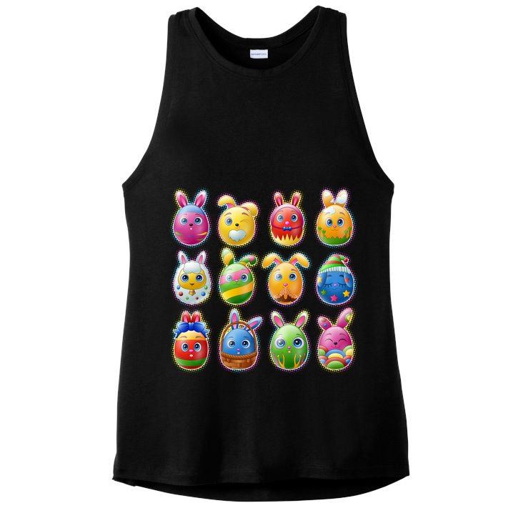 Cute Easter Eggs Ladies PosiCharge Tri-Blend Wicking Tank