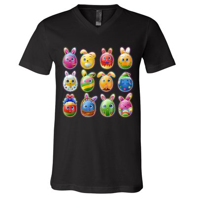 Cute Easter Eggs V-Neck T-Shirt