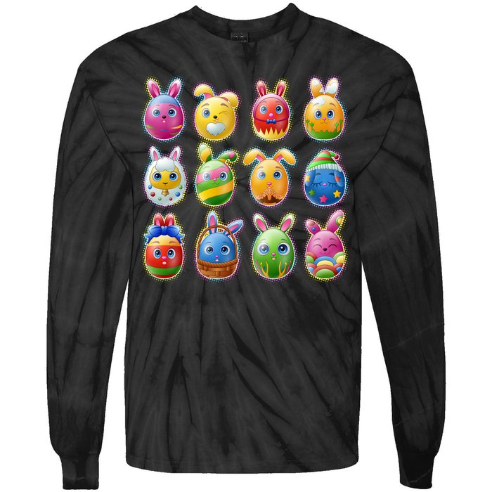 Cute Easter Eggs Tie-Dye Long Sleeve Shirt