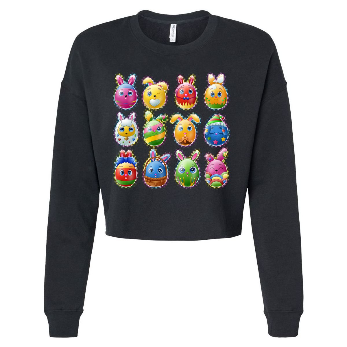 Cute Easter Eggs Cropped Pullover Crew