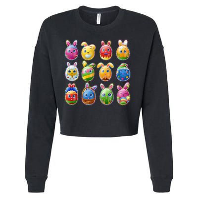 Cute Easter Eggs Cropped Pullover Crew