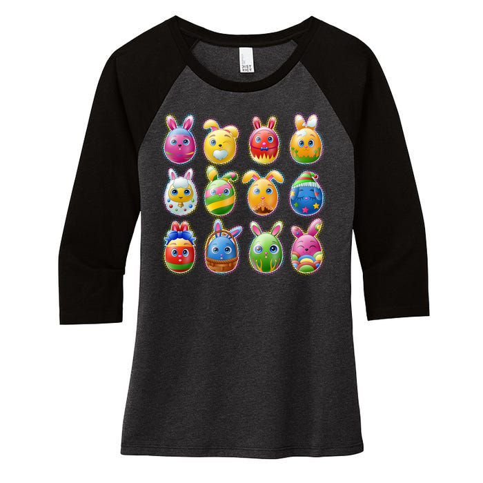 Cute Easter Eggs Women's Tri-Blend 3/4-Sleeve Raglan Shirt