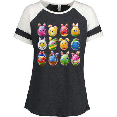 Cute Easter Eggs Enza Ladies Jersey Colorblock Tee