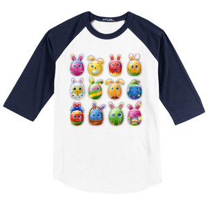 Cute Easter Eggs Baseball Sleeve Shirt