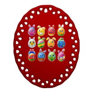 Cute Easter Eggs Ceramic Oval Ornament