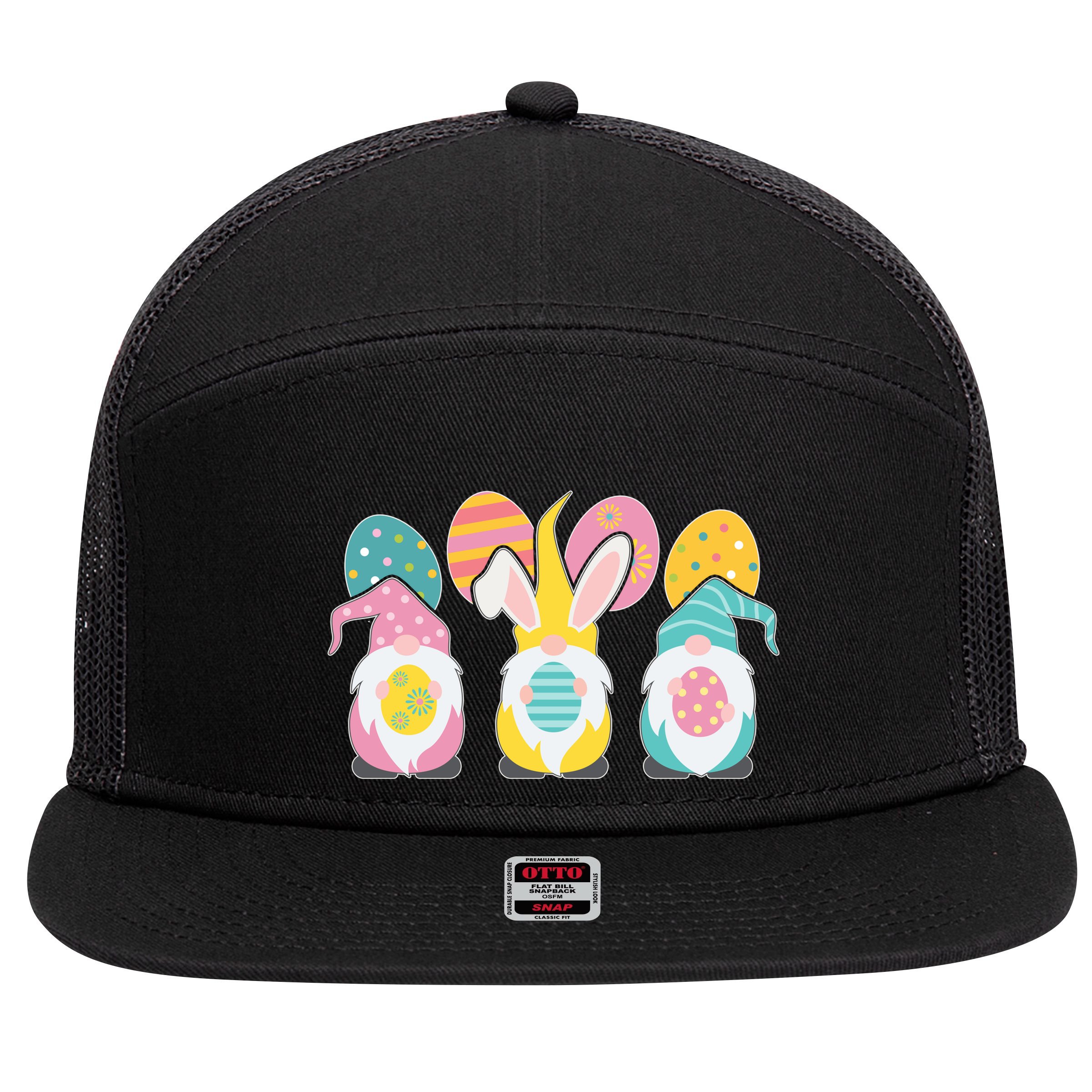 Cute Easter Holiday Gnomes 7 Panel Mesh Trucker Snapback Hat