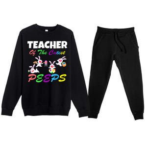 Cute Easter: Teacher Of The Cutest Peeps Premium Crewneck Sweatsuit Set