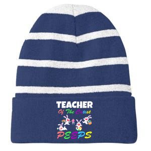 Cute Easter: Teacher Of The Cutest Peeps Striped Beanie with Solid Band