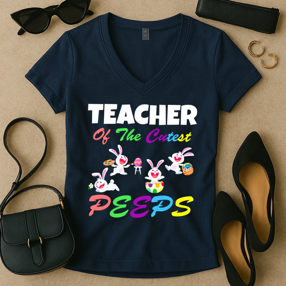Cute Easter: Teacher Of The Cutest Peeps Women's V-Neck T-Shirt