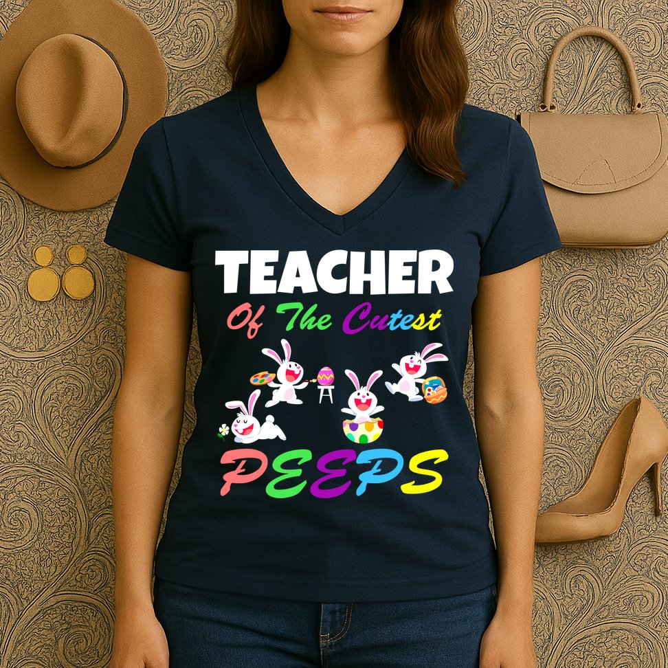 Cute Easter: Teacher Of The Cutest Peeps Women's V-Neck T-Shirt