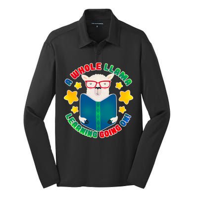 Cute Educational - A Whole Llama Learning Silk Touch Performance Long Sleeve Polo