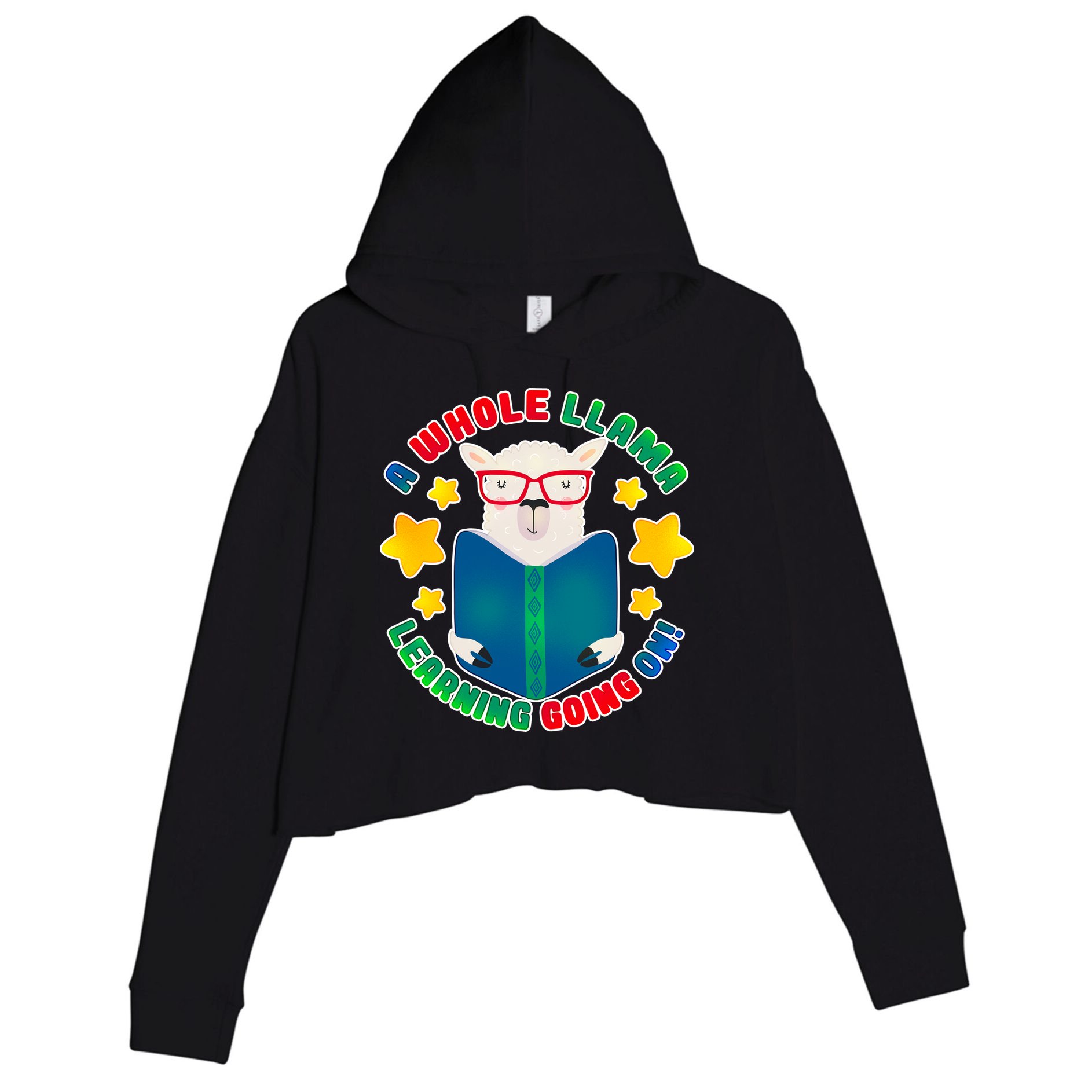Cute Educational - A Whole Llama Learning Crop Fleece Hoodie