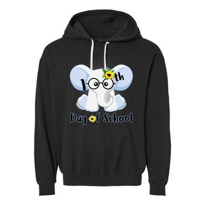 Cute Elephant 100th Day of School Garment-Dyed Fleece Hoodie