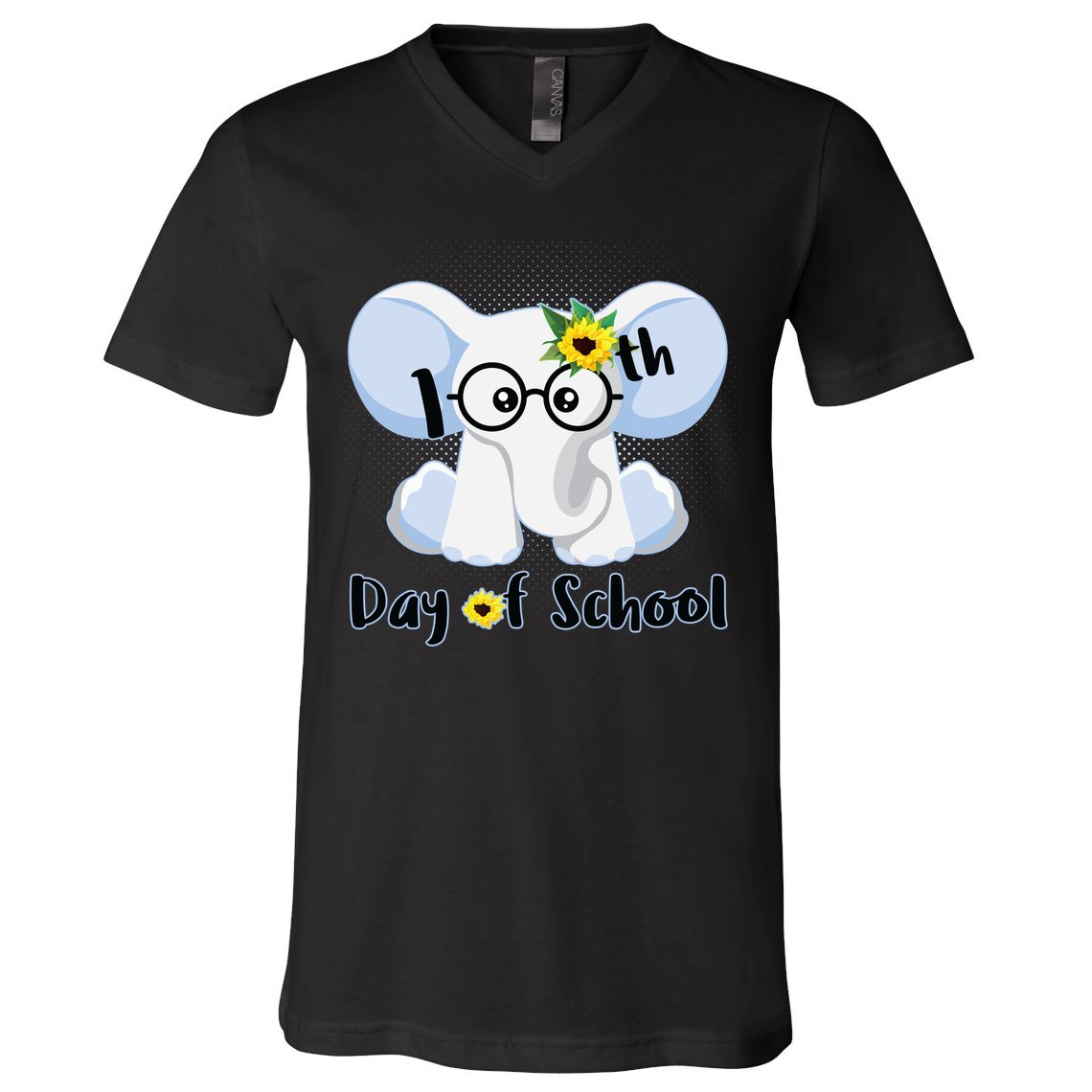 Cute Elephant 100th Day of School V-Neck T-Shirt
