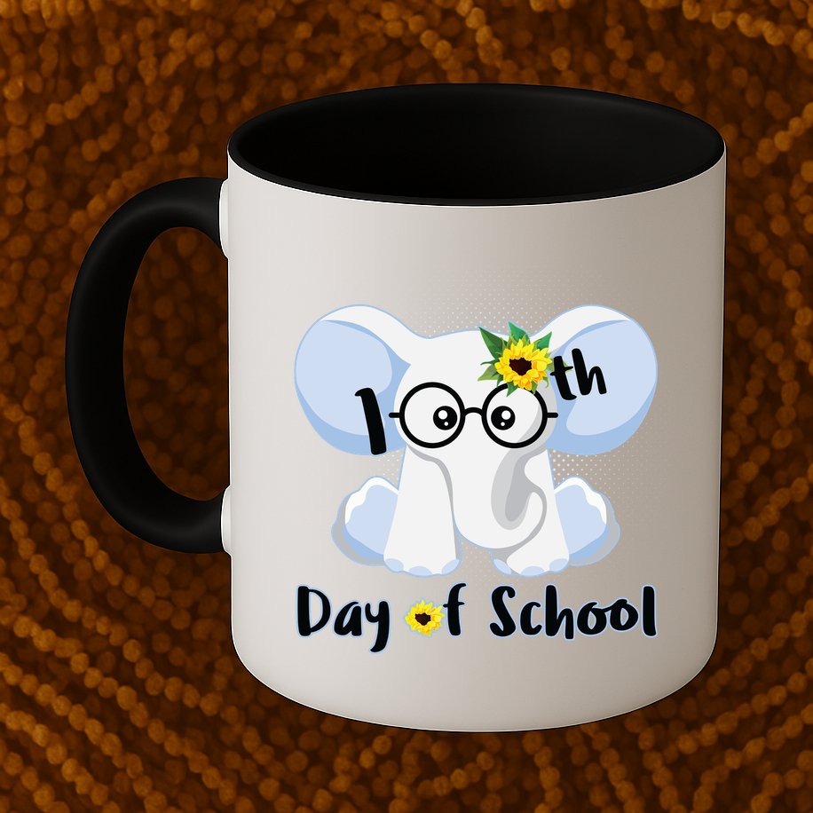 Cute Elephant 100th Day of School Mug