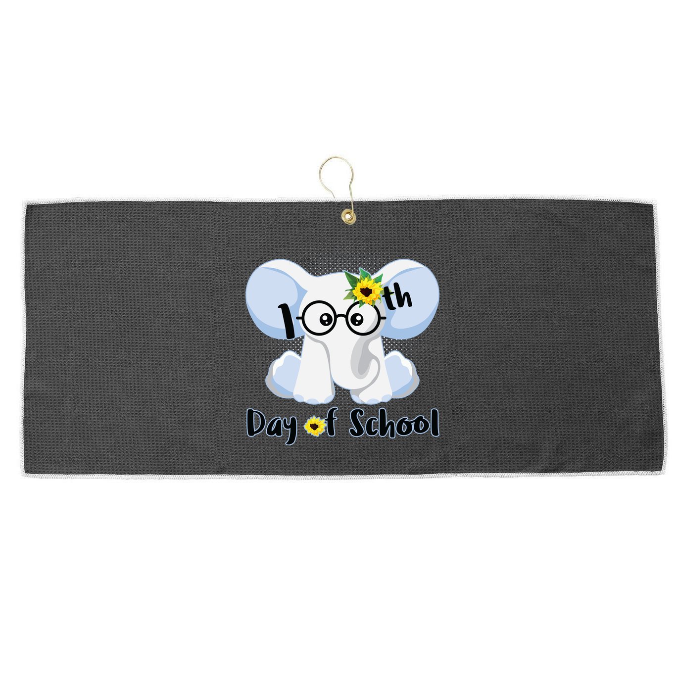Cute Elephant 100th Day of School Large Microfiber Waffle Golf Towel