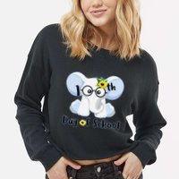 Cute Elephant 100th Day of School Cropped Pullover Crew