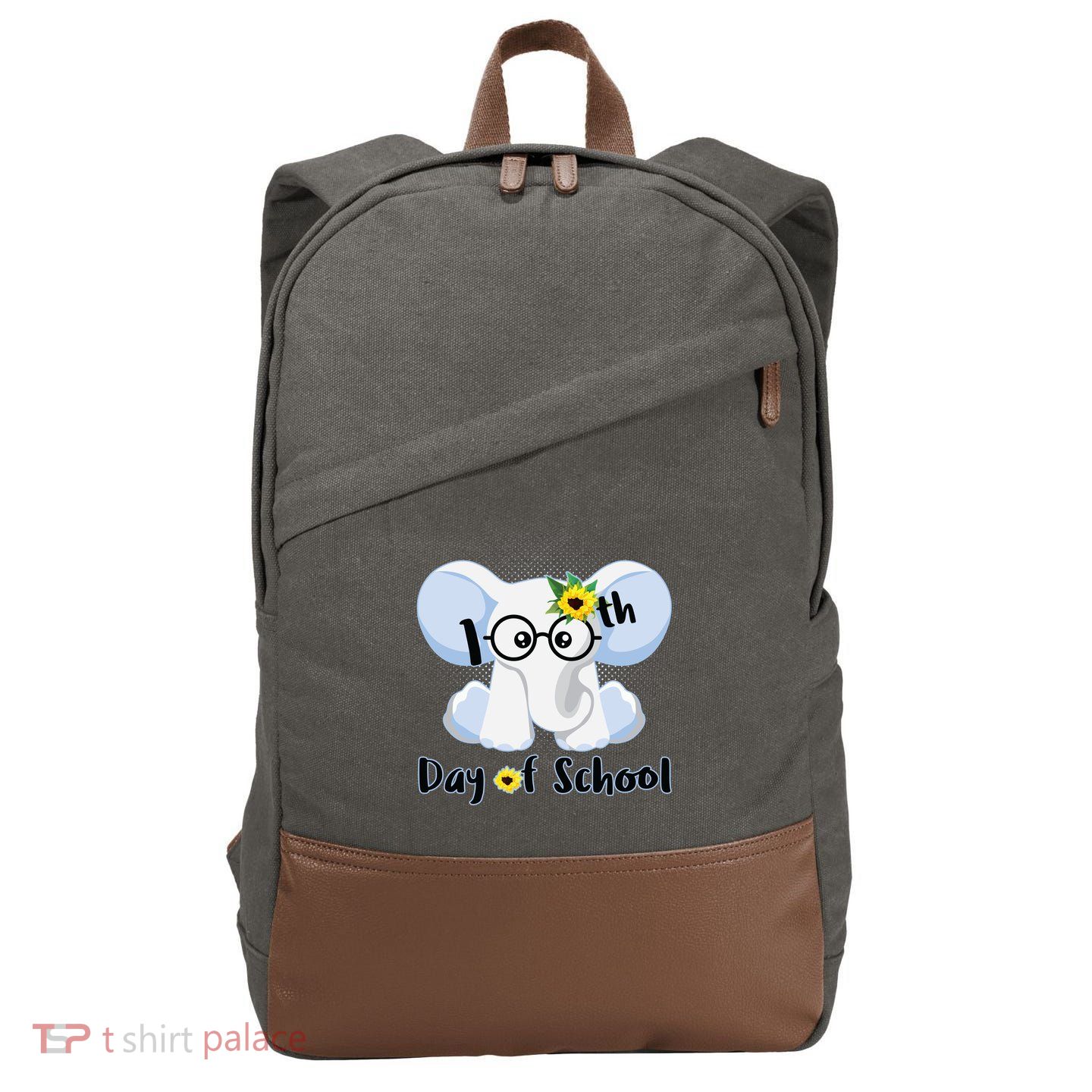 Cute Elephant 100th Day of School Cotton Canvas Backpack