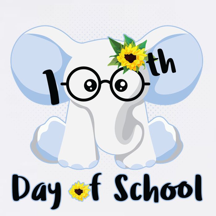 Cute Elephant 100th Day of School Garment-Dyed Sweatshirt