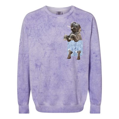 Cute Elephant Front Pocket Colorblast Crewneck Sweatshirt