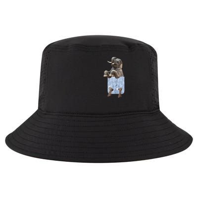 Cute Elephant Front Pocket Cool Comfort Performance Bucket Hat