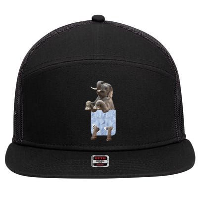 Cute Elephant Front Pocket 7 Panel Mesh Trucker Snapback Hat