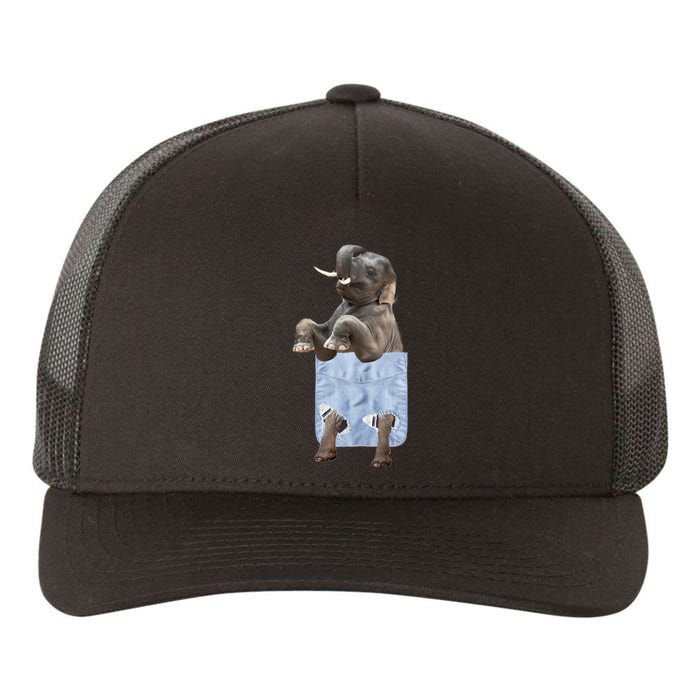 Cute Elephant Front Pocket Yupoong Adult 5-Panel Trucker Hat