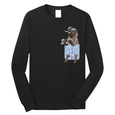 Cute Elephant Front Pocket Long Sleeve Shirt