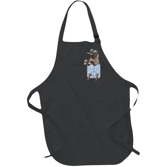 Cute Elephant Front Pocket Full-Length Apron With Pockets