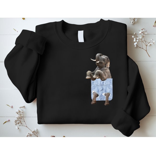 Cute Elephant Front Pocket Sweatshirt