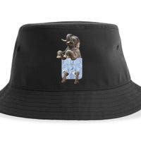 Cute Elephant Front Pocket Sustainable Bucket Hat