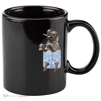 Cute Elephant Front Pocket 11oz C Handle Ceramic Mug