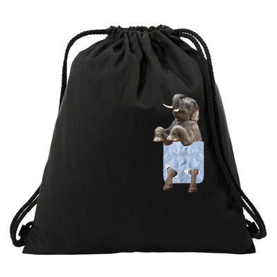 Cute Elephant Front Pocket Drawstring Bag