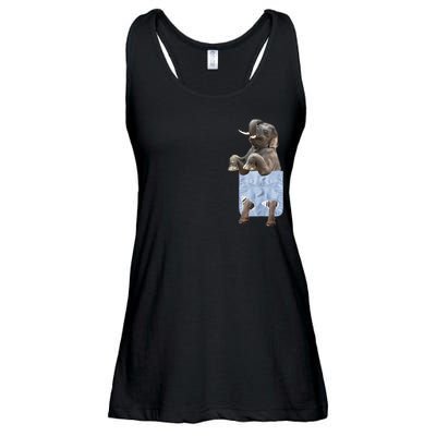 Cute Elephant Front Pocket Ladies Essential Flowy Tank