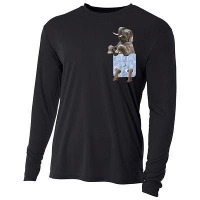 Cute Elephant Front Pocket Cooling Performance Long Sleeve Crew