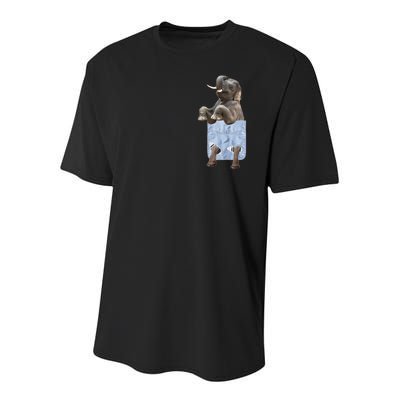 Cute Elephant Front Pocket Youth Performance Sprint T-Shirt