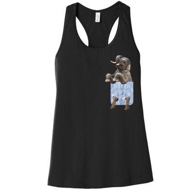 Cute Elephant Front Pocket Women's Racerback Tank