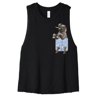 Cute Elephant Front Pocket Women's Racerback Cropped Tank