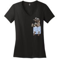 Cute Elephant Front Pocket Women's V-Neck T-Shirt