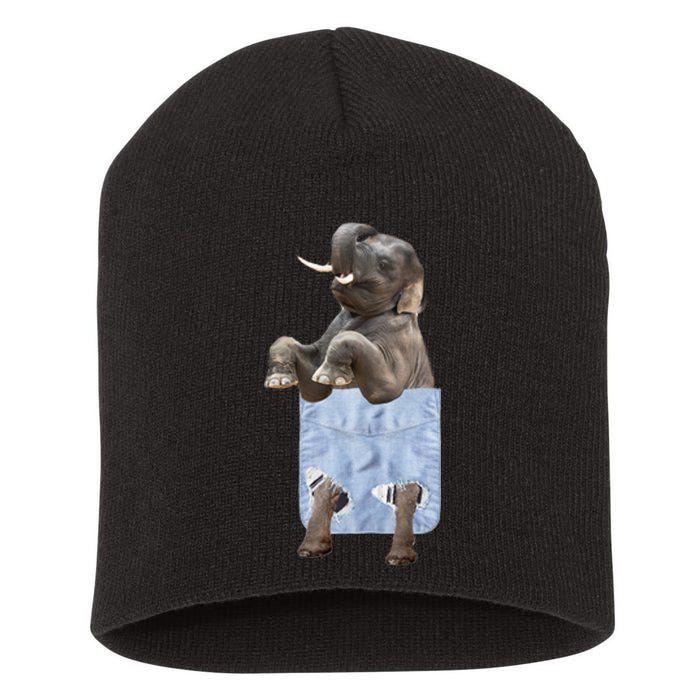 Cute Elephant Front Pocket Short Acrylic Beanie