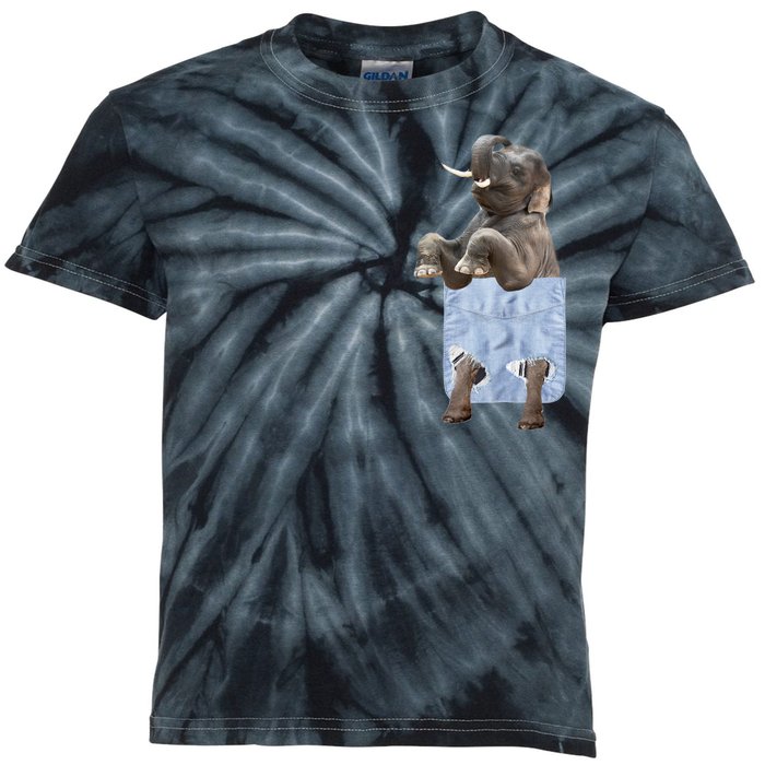 Cute Elephant Front Pocket Kids Tie-Dye T-Shirt