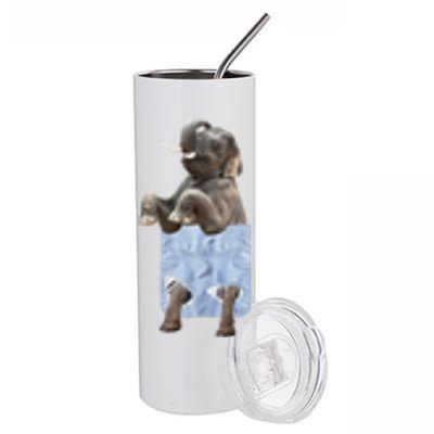 Cute Elephant Front Pocket Stainless Steel Tumbler