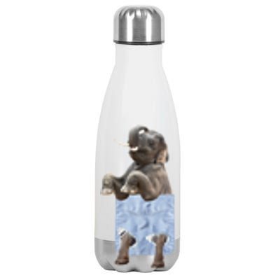 Cute Elephant Front Pocket Stainless Steel Insulated Water Bottle