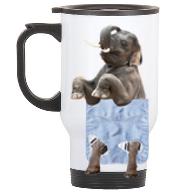 Cute Elephant Front Pocket Stainless Steel Travel Mug