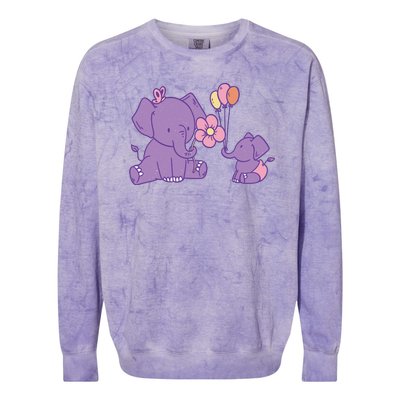 Cute Elephants Colorblast Crewneck Sweatshirt