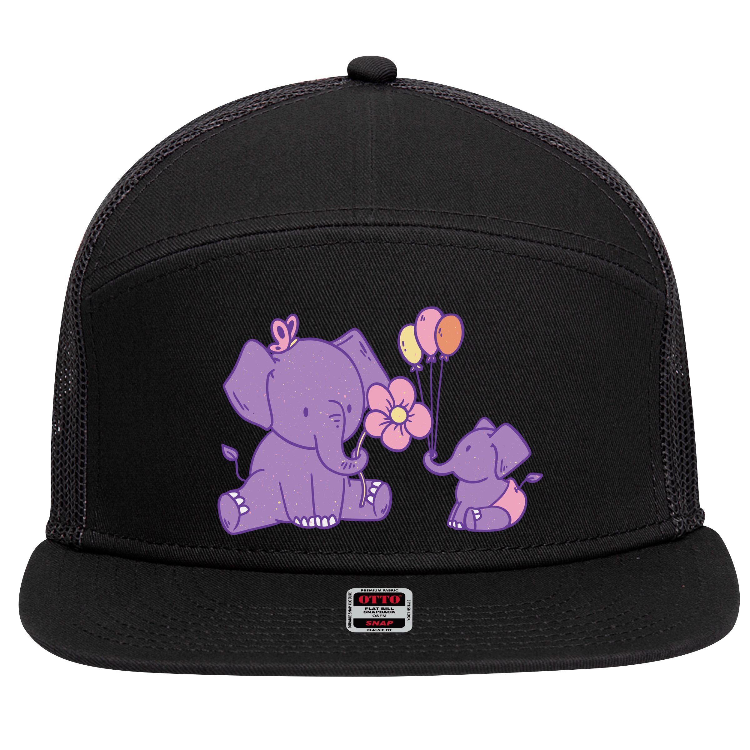 Cute Elephants 7 Panel Mesh Trucker Snapback Hat